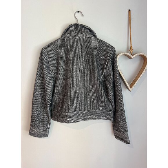 Splendid TIA Herringbone Crop Biker Jacket XTRA-SMALL XS in Black White Colorway - Picture 2 of 13